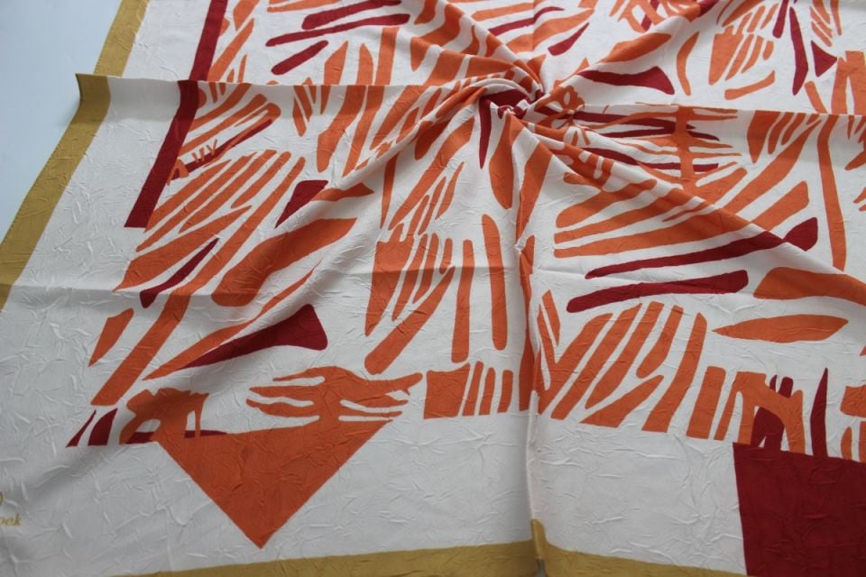 Çizgi Desenli Bambu Kraş Eşarp - Hardal