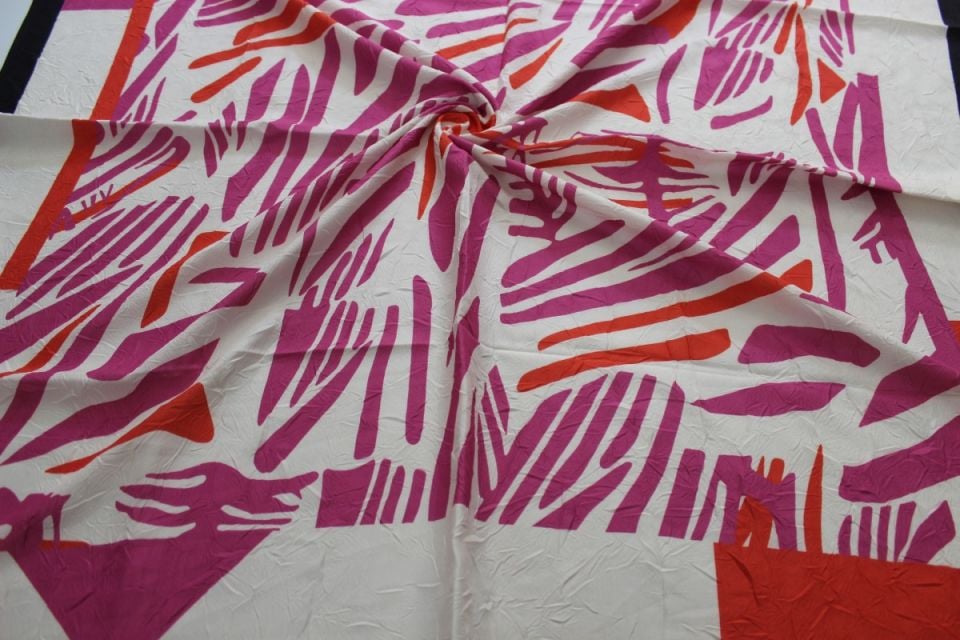 Çizgi Desenli Bambu Kraş Eşarp - Pembe