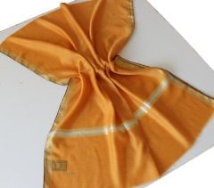 Simli Abiye Tek Şerit Şal - Turuncu