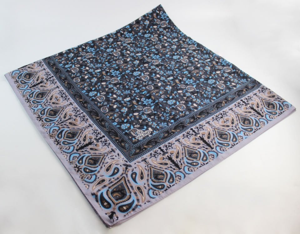 120x120 Etnik Desenli Pamuklu Çiçek Eşarp - Lila