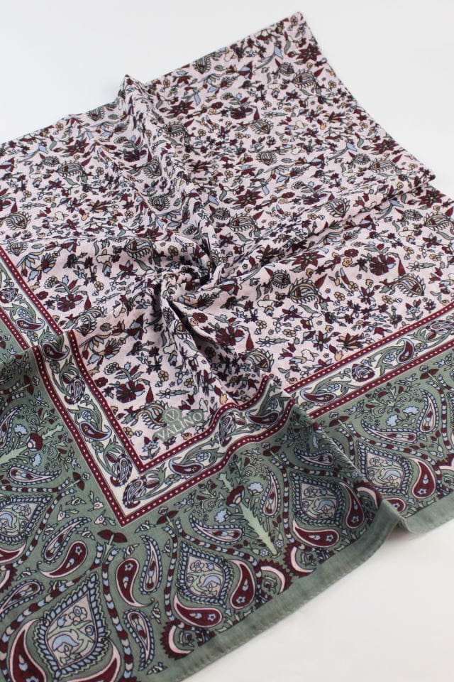 120x120 Etnik Desenli Pamuklu Çiçek Eşarp - Çağla