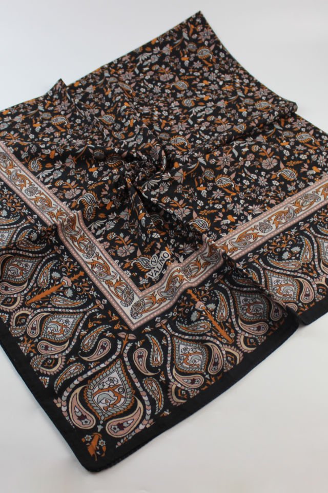 120x120 Etnik Desenli Pamuklu Çiçek Eşarp - Turuncu