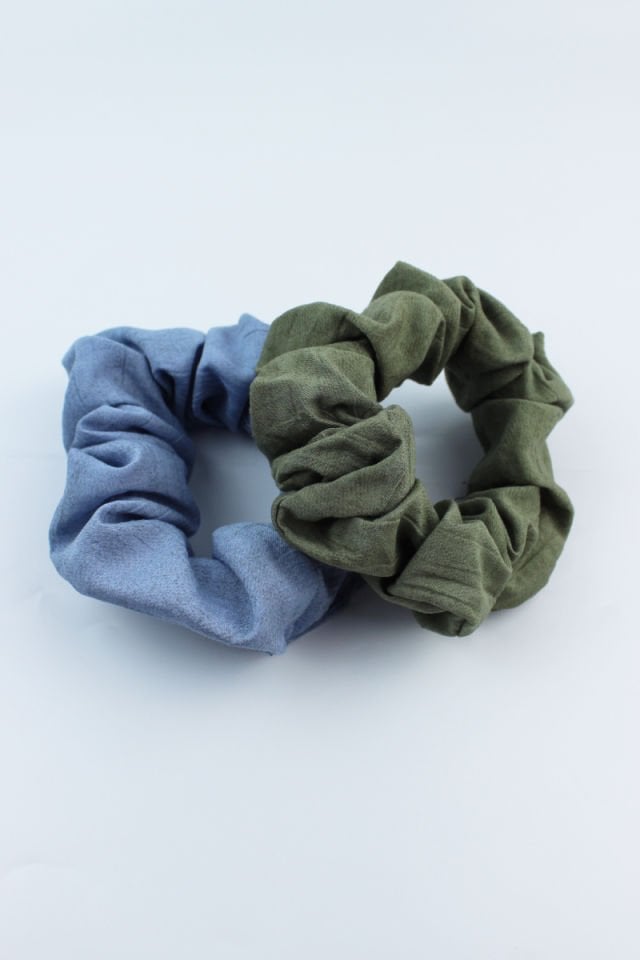 İkili Yumuşak Kumaş Lastik Toka Seti Simit Toka - Mavi, Haki