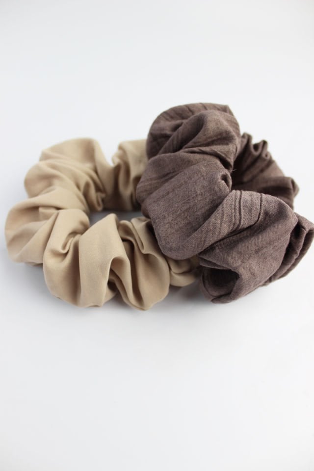 İkili Yumuşak Kumaş Lastik Toka Seti Simit Toka - Kum, Tozlu Kahve