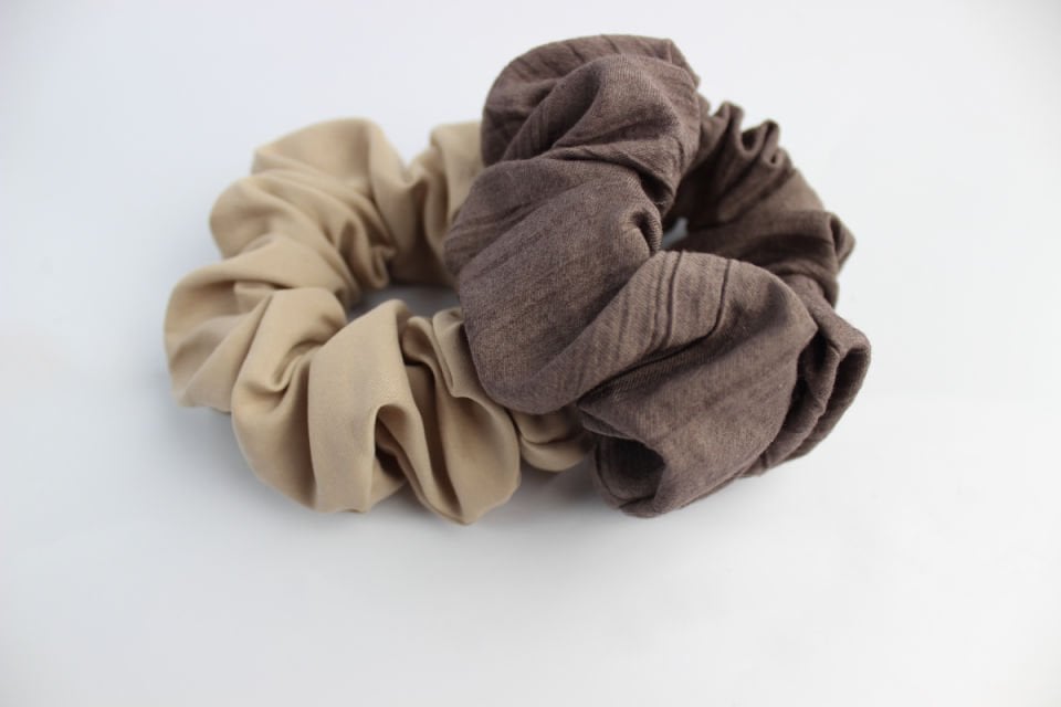 İkili Yumuşak Kumaş Lastik Toka Seti Simit Toka - Kum, Tozlu Kahve