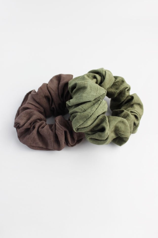 İkili Yumuşak Kumaş Lastik Toka Seti Simit Toka - Tozlu Kahve, Haki