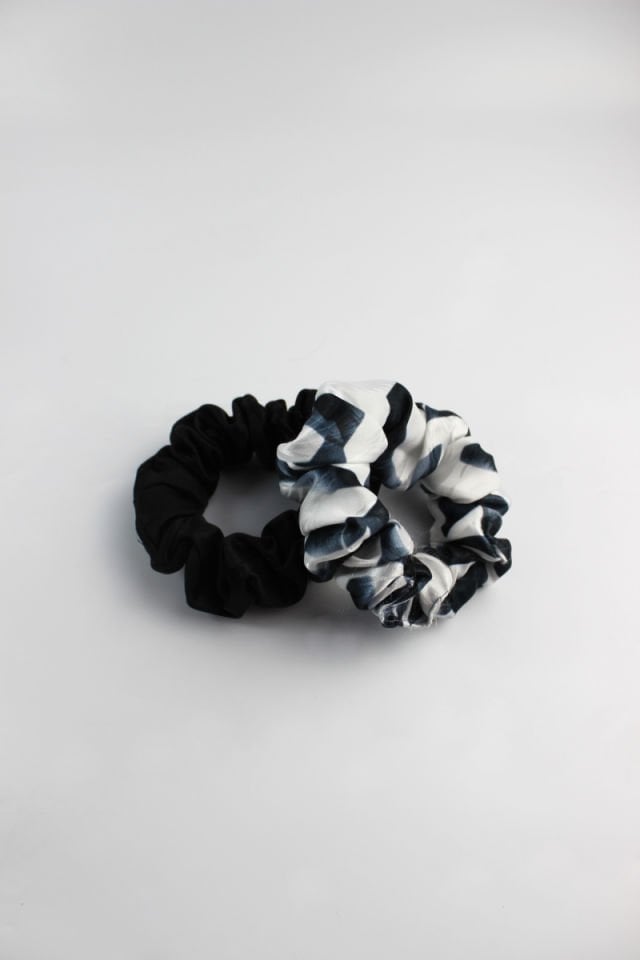 İkili Saten Kumaş Lastik Toka Seti Simit Toka - Siyah, Antrasit