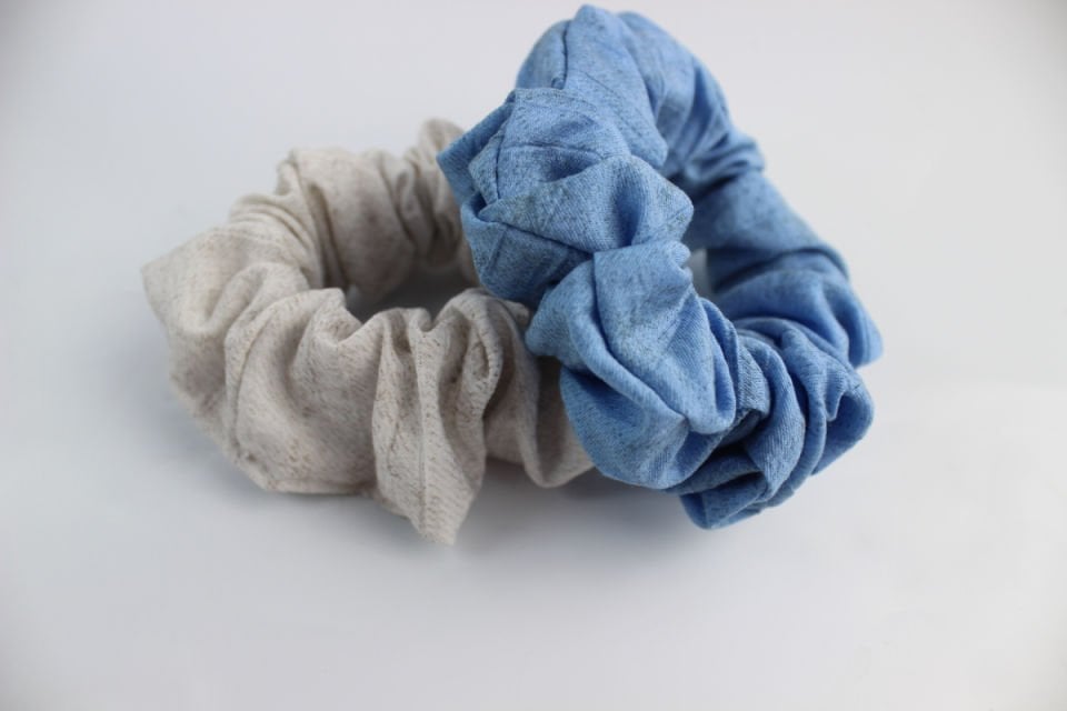 İkili Yumuşak Kumaş Lastik Toka Seti Simit Toka  - Kemik, Su Mavisi