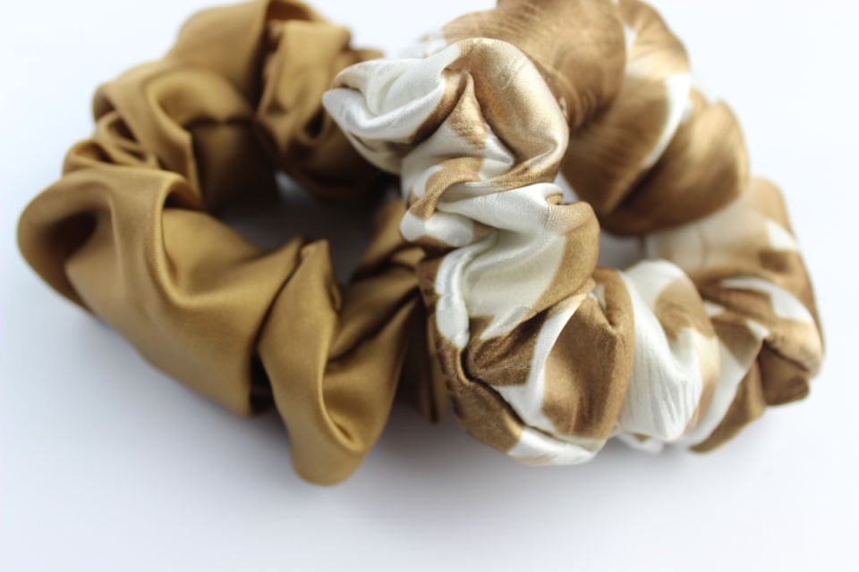 İkili Saten Kumaş Lastik Toka Seti Simit Toka - Hardal