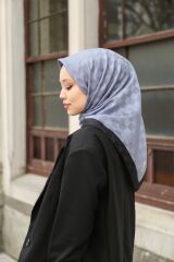 Hint İpek Dama Desen Monogram Eşarp - Gri