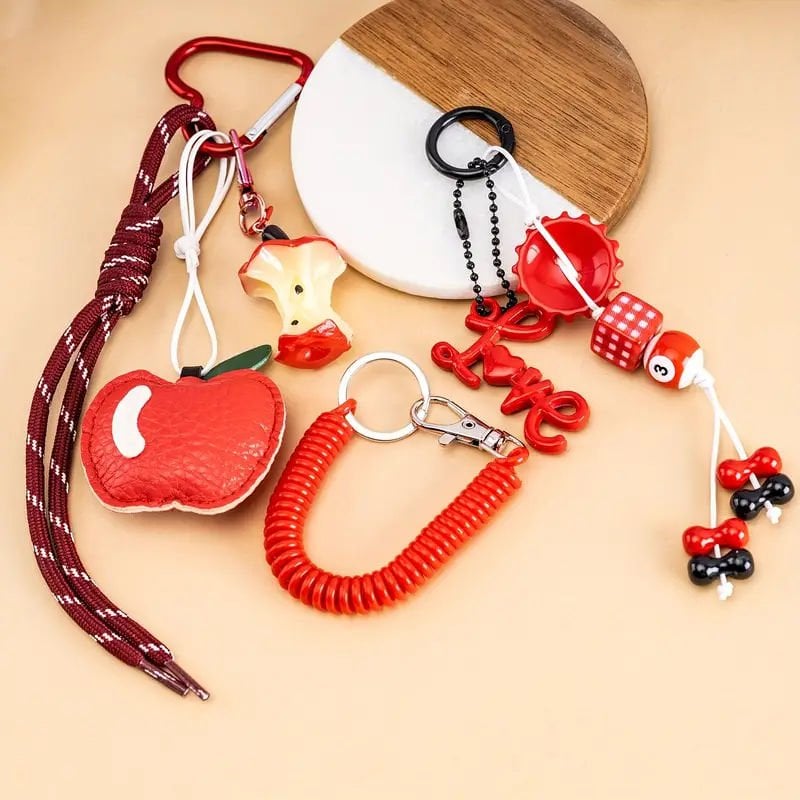 Kırmızı Elma Charm Çanta Aksesuarları (Çanta Dahil Değildir)