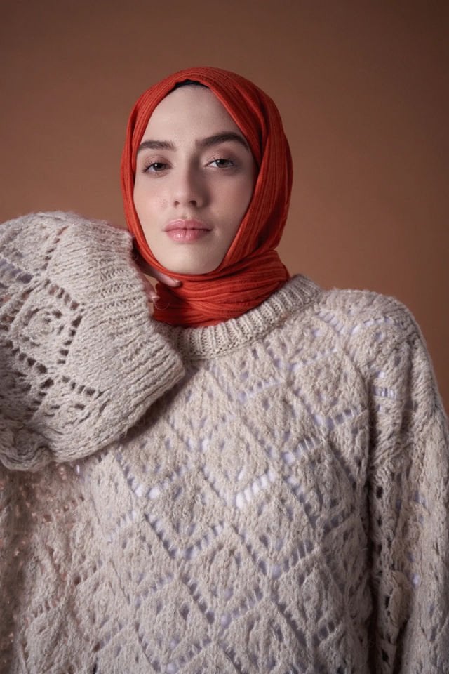 Misto Pamuk Şal - Kiremit