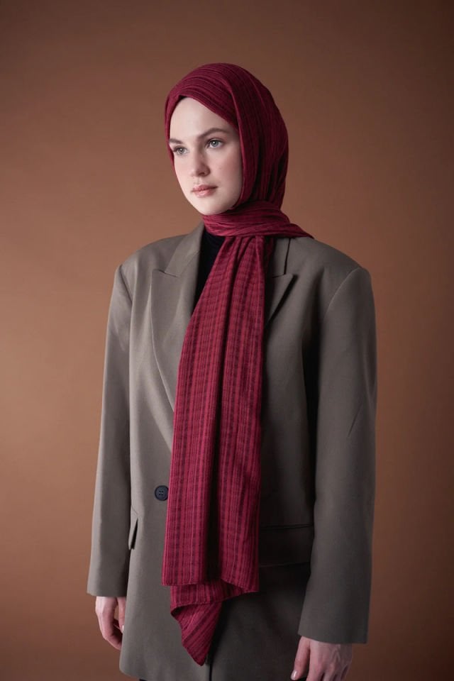 Misto Pamuk Şal - Kırmızı