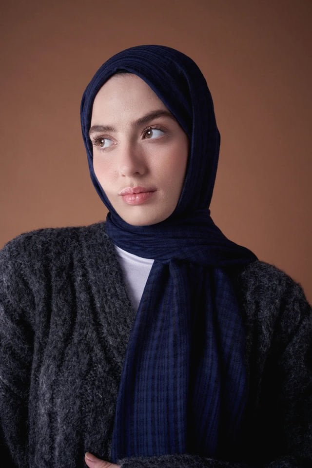 Misto Pamuk Şal - Lacivert