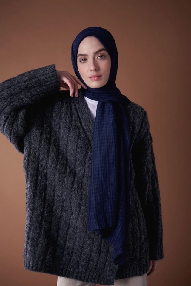 Misto Pamuk Şal - Lacivert