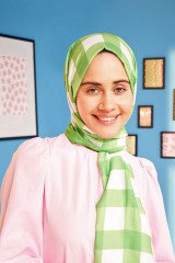 Ekose Desen Pamuk Şal - Yeşil