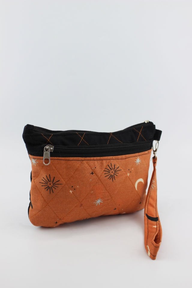 Desenli Çok İşlevli Turuncu El Cüzdanı