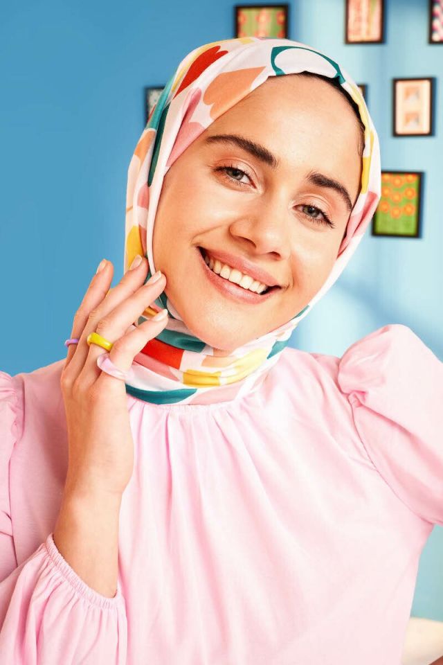 Kalp Desen Pamuk Şal - Sarı