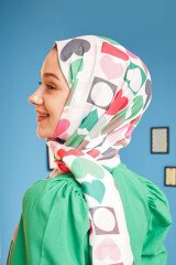 Kalp Desen Pamuk Şal - Pembe