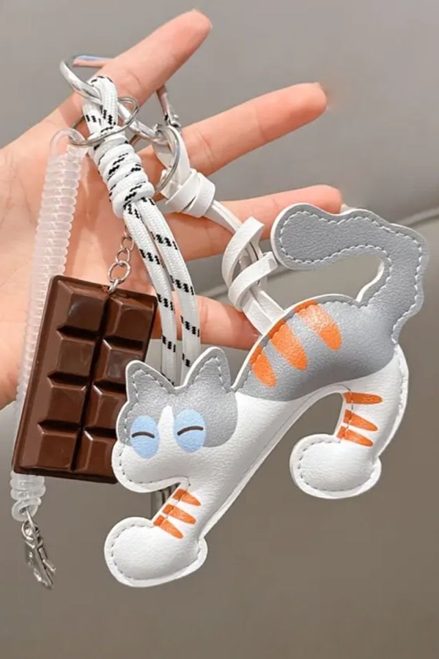 Kedi Gri Charm Çanta Aksesuarları (Çanta Dahil Değildir)