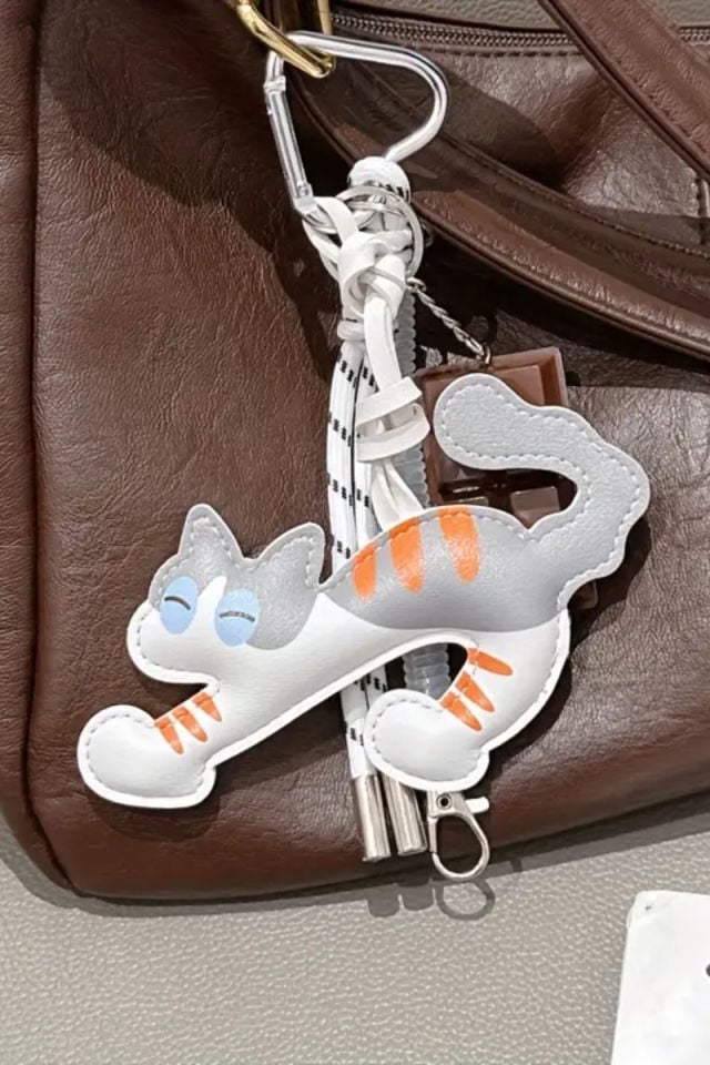 Kedi Gri Charm Çanta Aksesuarları (Çanta Dahil Değildir)