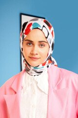 Kalp Desen Pamuk Şal - Siyah