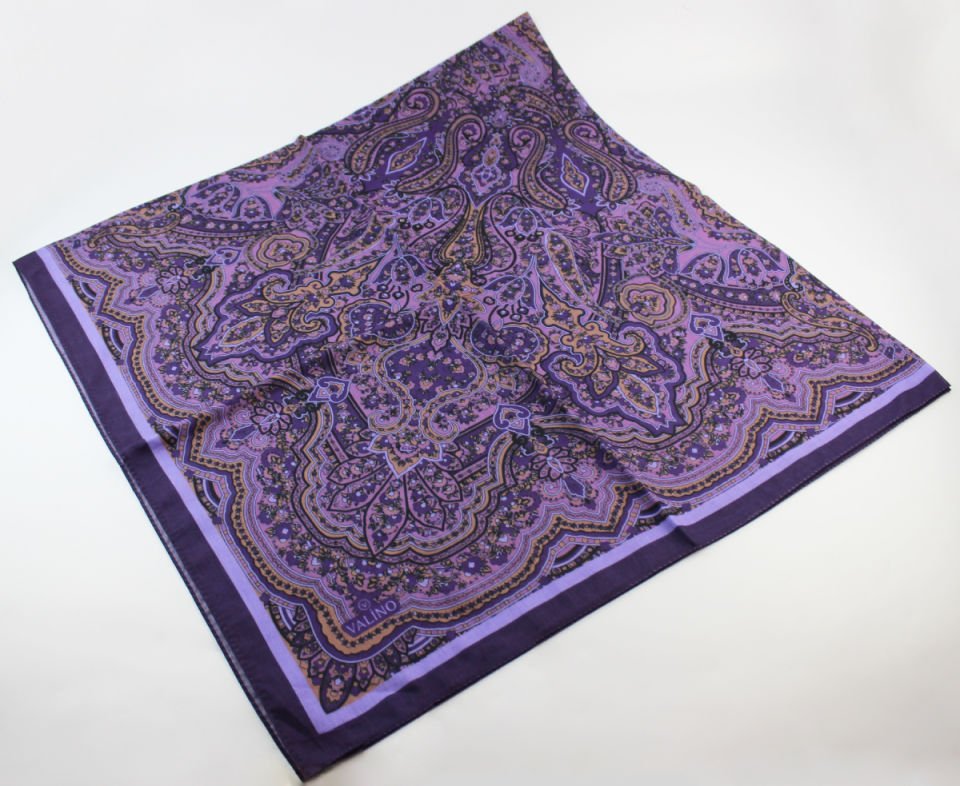 120x120 Etnik Desenli Pamuklu Vintage Eşarp - Mor