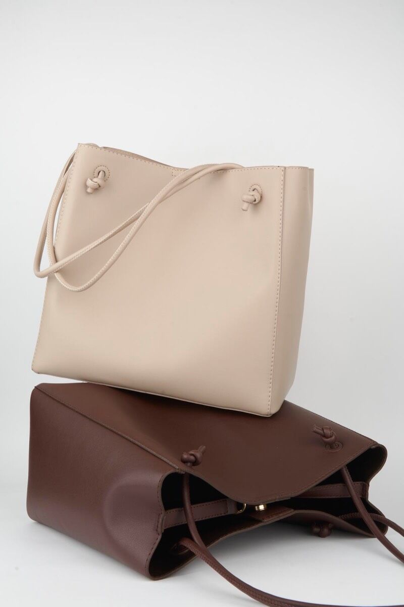 Yumuşak Deri Büyük Boy Kadın Acı Kahve Çıtçıt Kapama Shopper Model Omuz Çantası 30x33x17 Cm