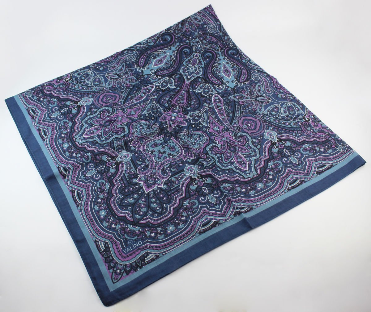 120x120 Etnik Desenli Pamuklu Vintage Eşarp - Petrol