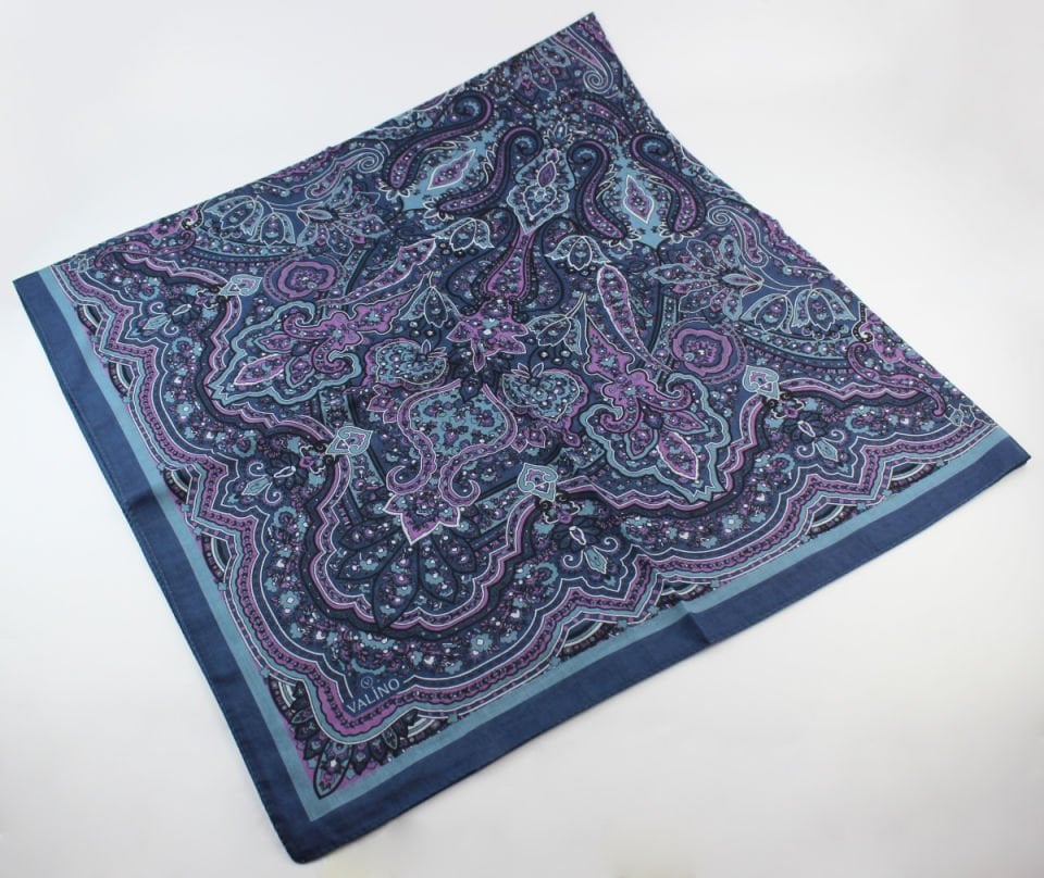 120x120 Etnik Desenli Pamuklu Vintage Eşarp - Petrol