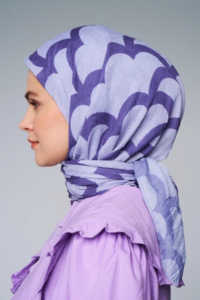 Bulut Desen Bambu Eşarp - Lila