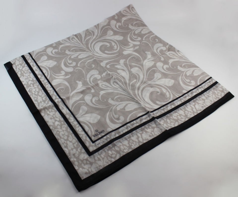 120x120 Lale Desenli Pamuklu Eşarp - Taş