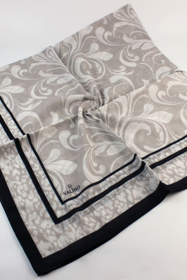 120x120 Lale Desenli Pamuklu Eşarp - Taş