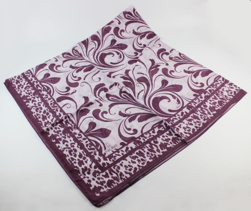 120x120 Lale Desenli Pamuklu Eşarp - Pembe