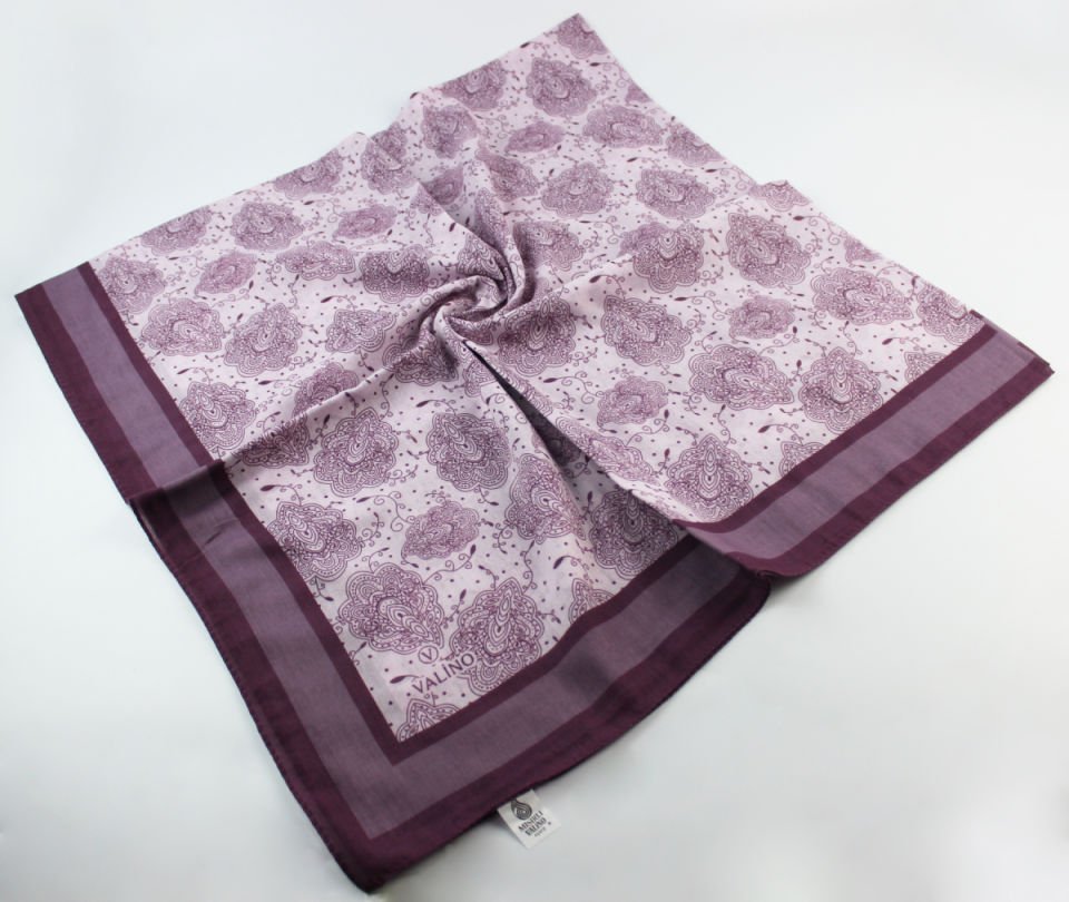 120x120 Yaprak Desenli Pamuklu Eşarp - Pembe