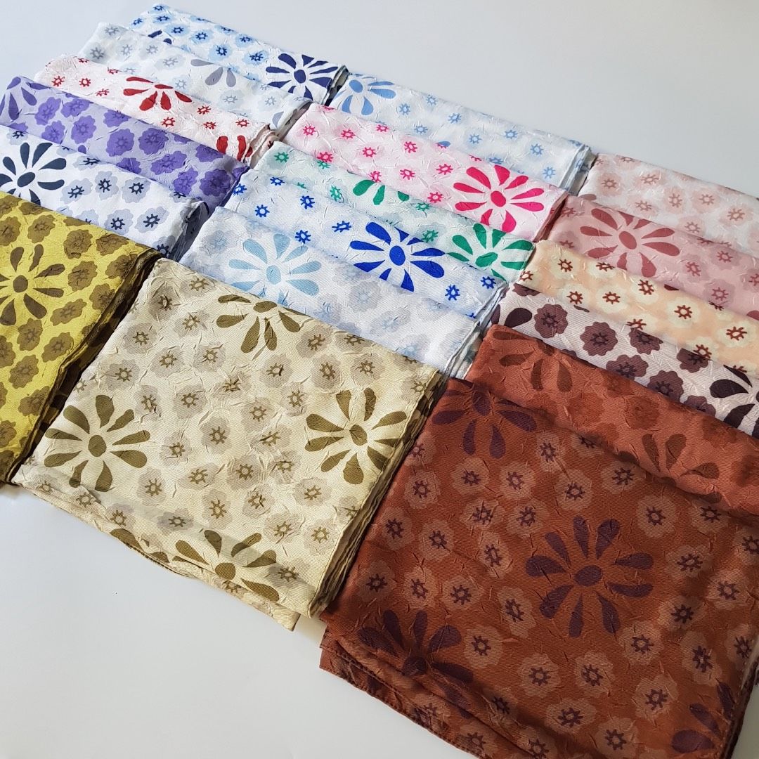 Vintage Papatya Desen Bambu Şal - Yeşil