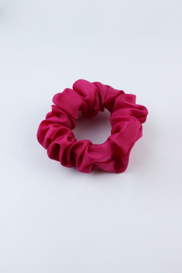 Saten Kumaş Lastik Toka Simit Toka - Fuşya