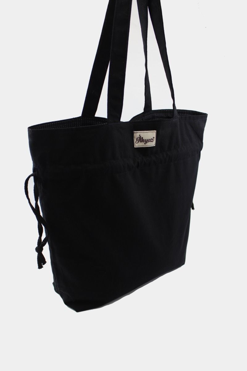 Siyah Shopper Çift Taraflı Bez Çanta 35x35x10 Cm