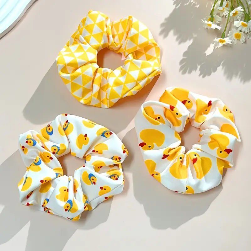 Çocuklar İçin Geometrik Desenli Pamuklu Çocuk Lastik Tokası - Sarı