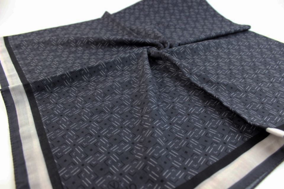 120x120 Çizgi Desenli Pamuklu Eşarp - Antrasit