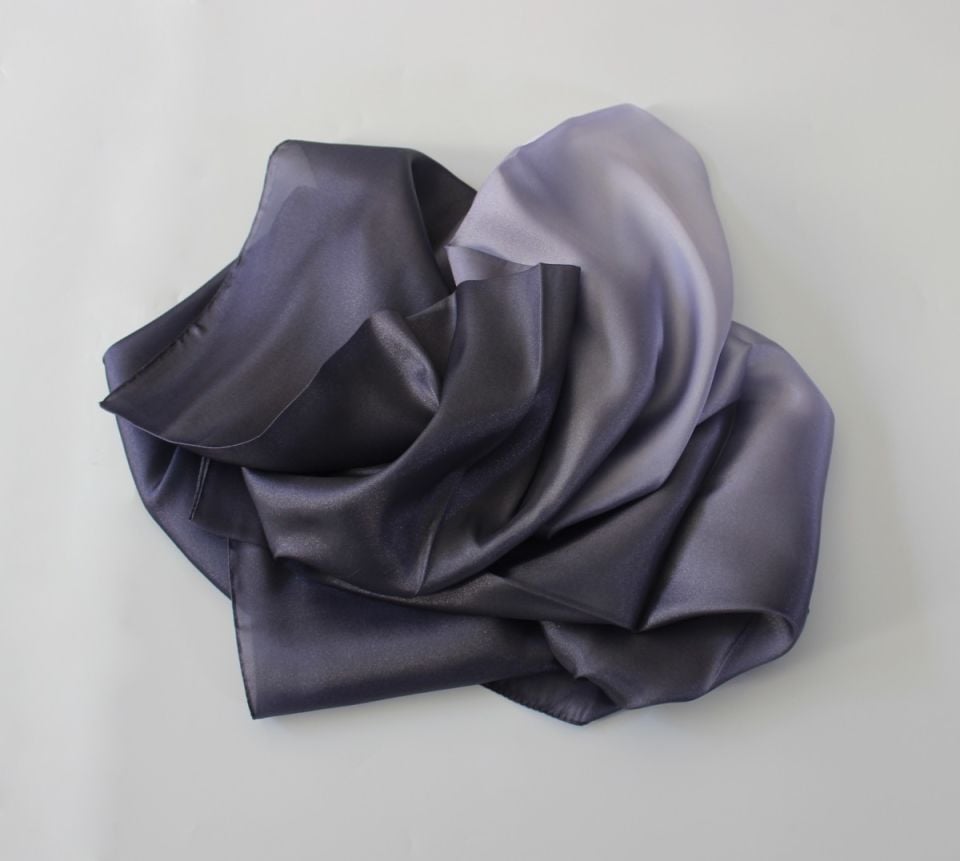 Degrade Desenli Abiye Kristal Şal - Gri Gümüş