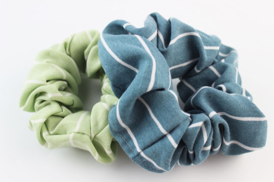 İkili Çizgi Desenli Pamuklu Lastik Toka Seti Simit Toka - Yeşil, Petrol