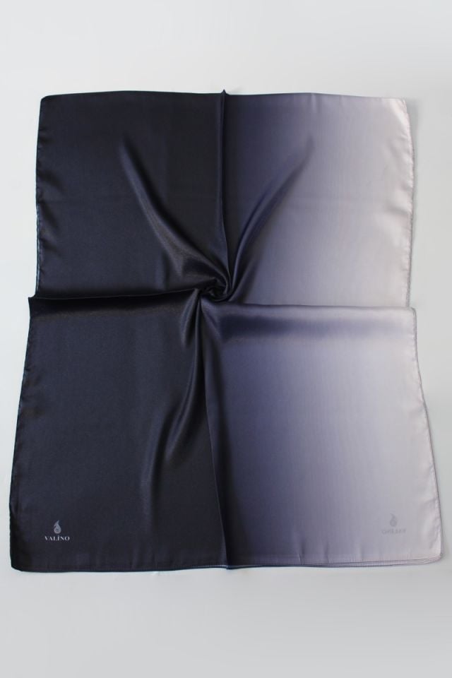 Degrade Desenli Abiye Kristal Şal - Lacivert Gümüş