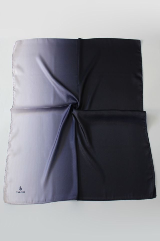 Degrade Desenli Abiye Kristal Şal - Lacivert Gümüş