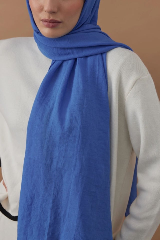 Pamuk Kraş Şal - Mavi