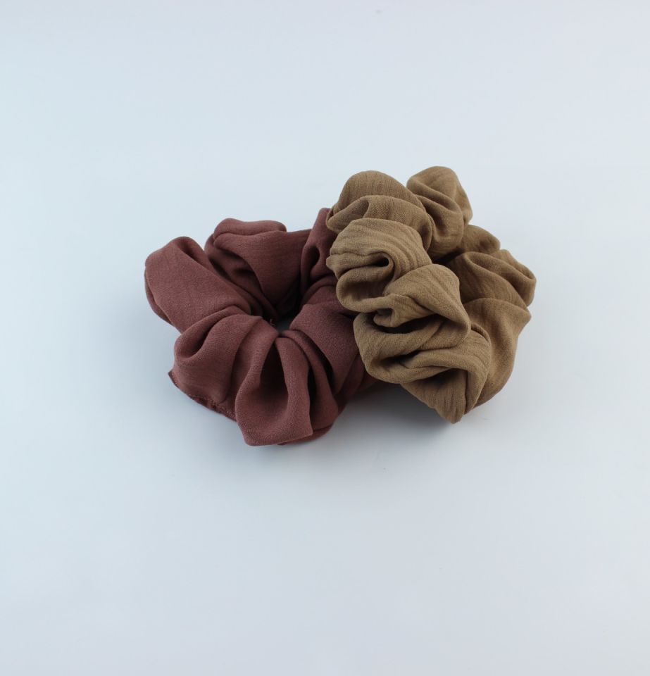 İkili Aerobin Jazz Kumaş Lastik Toka Seti Simit Toka - Pastel Kahve, Sütlü Kahve