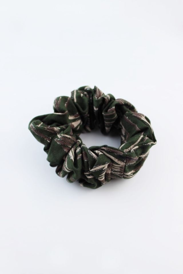 Desenli Yumuşak Kumaş Lastik Toka Simit Toka  - Haki