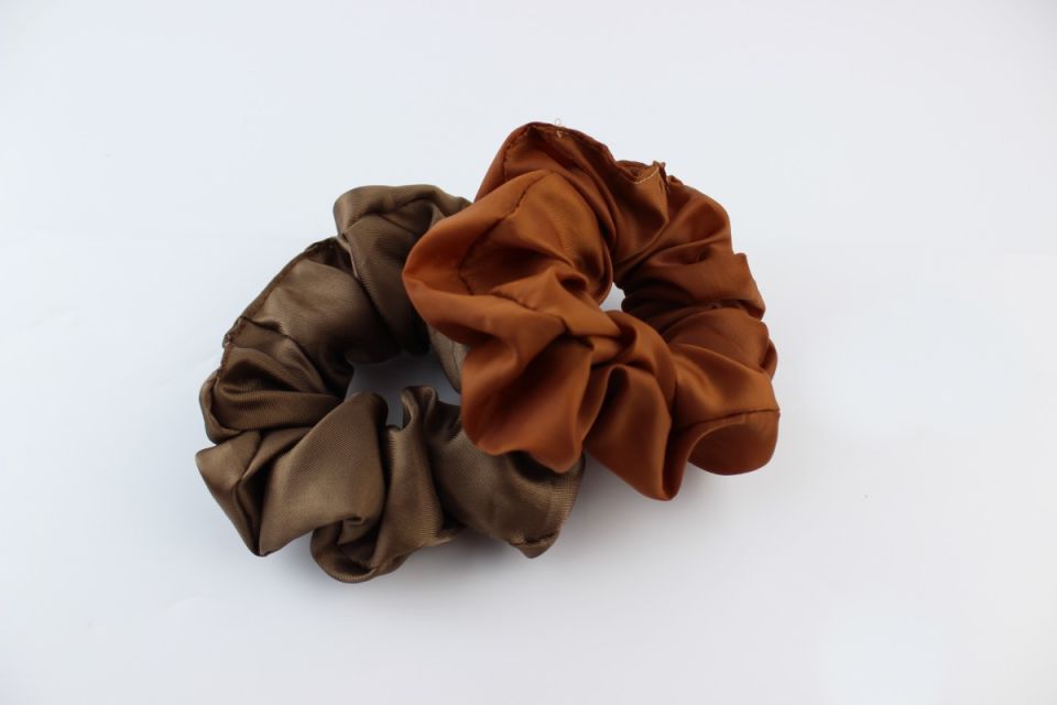 İkili Saten Kumaş Lastik Toka Seti Simit Toka - Tarçın, Kiremit