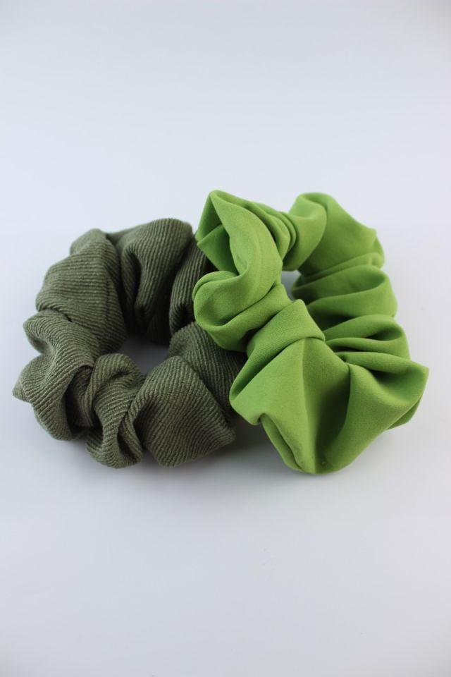 İkili Yumuşak Kumaş Lastik Toka Seti Simit Toka - Haki, Fıstık Yeşili