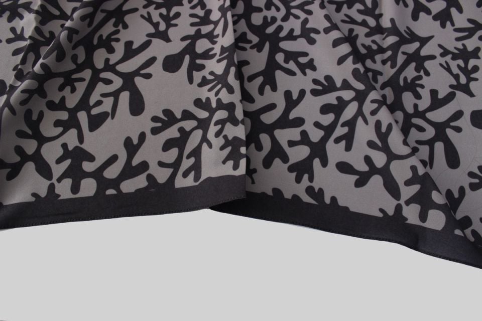 Desenli Moss Krep Eşarp - Antrasit